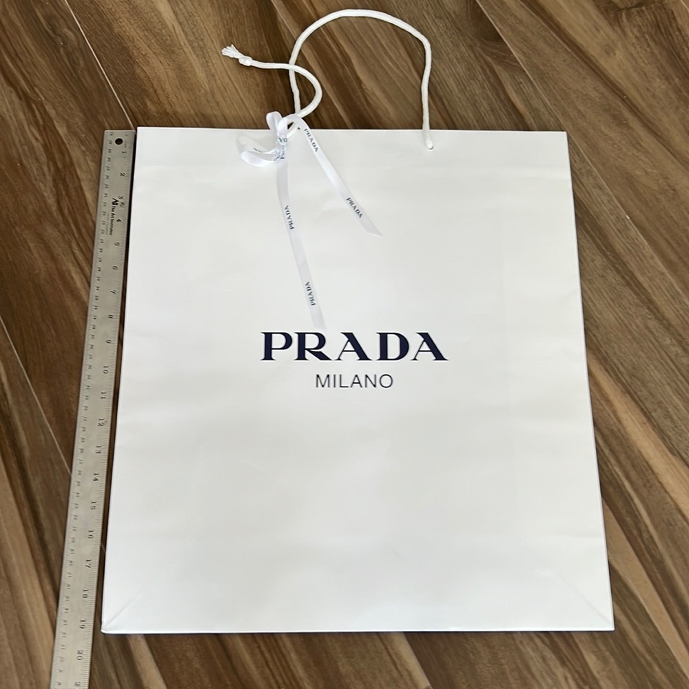 LARGE Prada Milano white shopping bag with ribbon
